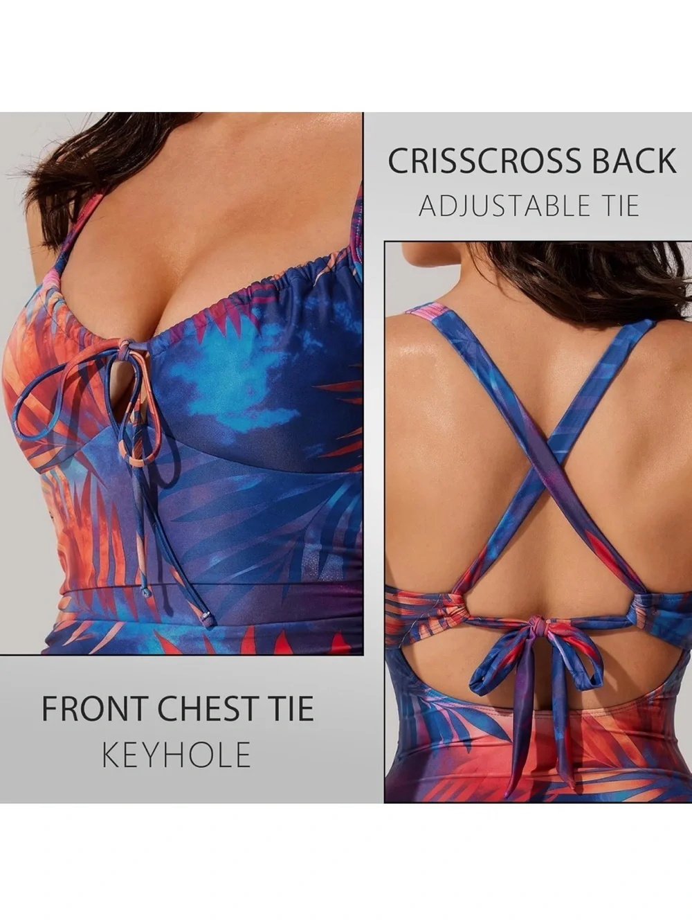 Tummy Control One Piece Swimsuit Cutout V-Neck Slimming Tie Knot M 1398/bb7-1